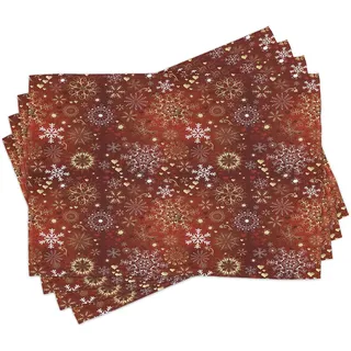 ABAKUHAUS Winter Platzmatten, Weinlese Weihnachts, Waschbare Stoff Esszimmer Küche Tischdekorations Digitaldruck, Grau Rot Braun