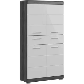 WELLTIME SIENA Midischrank 74 x 141 x 31 cm Weiß/Silber Kunststoff/MDF