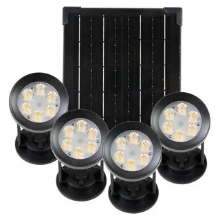 enovalite Solar LED-Gartenleuchten Set 5 W 3000K 200lm 4 Stück schwarz