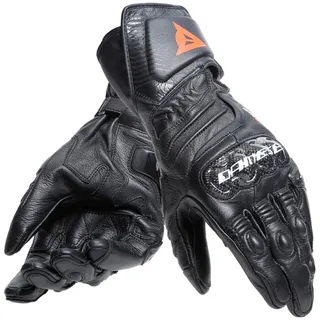 Dainese Carbon 4 Long Gloves, Lange Sport-Motorradhandschuhe aus Leder, Knöchelschoner aus Carbon, Mann, Schwarz/Schwarz/Schwarz, L