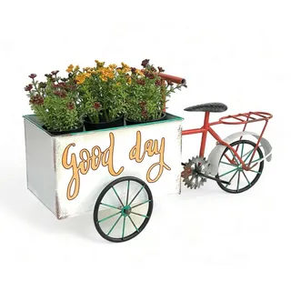 DanDiBo Blumenfahrrad für Garten Metall Stehend Weiß Rot , 46x24.5x21 cm , Dekoration, Blumen & Blumentöpfe, Übertöpfe
