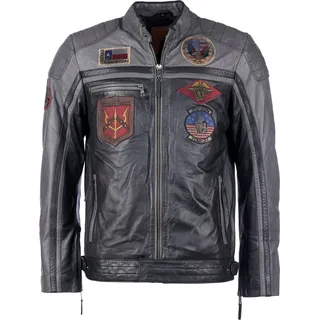 Top Gun Racing, Lederjacke - Schwarz/Dunkelgrau - L