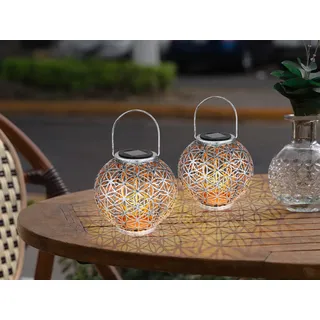 2er Set LED Solarlampen Laterne, Solarkugel für Solarbeleuchtung Garten Ø20cm