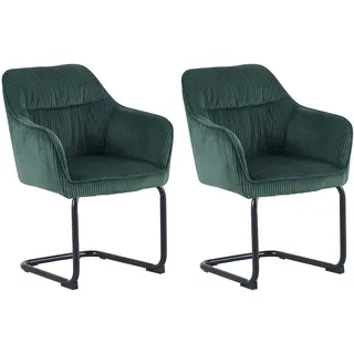 byLIVING Freischwinger ELBA Grob-Cord dunkelgrün/schwarz 2er Set