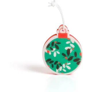 martini SPA - Xmas Collection - Schwamm in Form Einer Weihnachtskugel aus Polyurethan mit Kordel, rot und grün, 12,5 x 10,4 x 2,8 cm, 23 g, 1 Stück