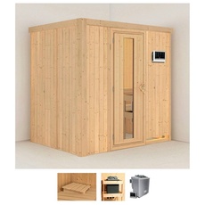 Bild von Sauna »Bedine«, (Set), 9 KW-Bio-Ofen mit externer Steuerung beige