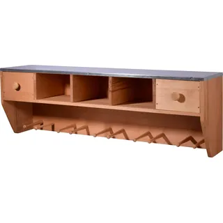dobar 29145FSCe - XXL Gartenarbeitstisch für die Wandmontage - Gärtnertisch mit verzinkter Arbeitsfläche und Schubladen - wetterfester Outdoor Umtopftisch- 118 x 26 x 38 cm - Natur