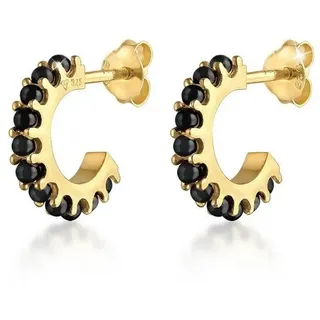 Elli Ohrstecker Creolen synthetische Perlen Silber 925 schwarz