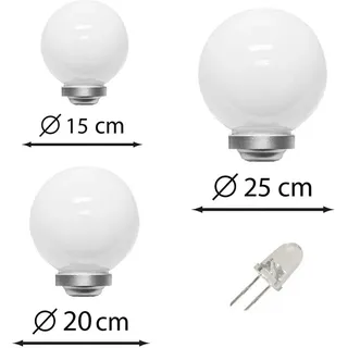 Dalux® Solar-Kugel-Dekoleuchte OLA Garten 3er Set : 15cm + 20cm + 25cm