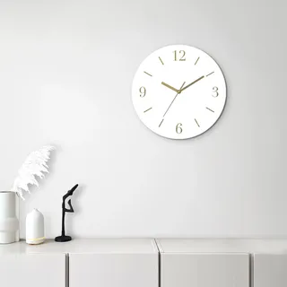 Wanduhr OTTO HOME "Aurum", weiß, B:30cm H:30cm T:1,8cm, Wanduhren, Wanduhr, wahlweise mit Quarz- oder Funkuhrwerk, lautlos ohne Tickgeräusche