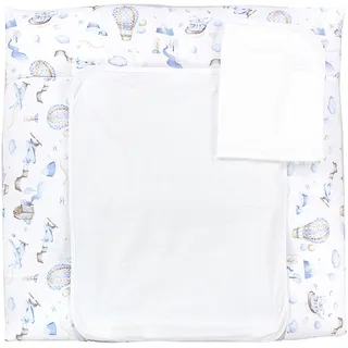 TupTam Wickelauflage mit 2 wasserfesten Frotteebezügen – weich gepolstert & hautfreundlich MAR02579, Farbe: Heißluftballons Blau, Größe: 75 x 85 cm