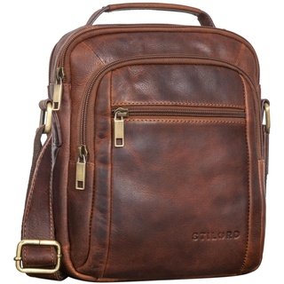 STILORD 'Lucky' Umhängetasche Herren Klein Leder Handtasche Männer Ledertasche Crossbody Bag Vintage Ledertasche Echtleder, Farbe:prestige - braun