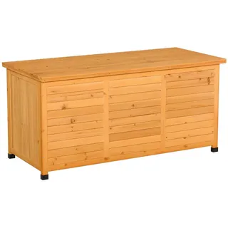 Redom Gartenbox 127/56/60 cm aus Fichtenholz mit aufklappbarem Deckel und viel Stauraum, Gelb , Holz , 56x60x127 cm , Gartenzubehör, Geräteschränke