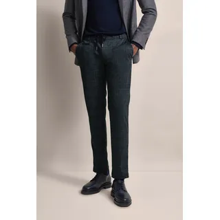 Chinohose BUGATTI, Herren, Gr. 34, Länge 34, blau (marine), 75% Polyester, 20% Viskose, 5% Elasthan, kariert, slim fit, Hosen Chinohose, mit Gummizug