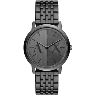 Armani Exchange Herrenuhr, Quarz Zweihandwerk und 40 mm Gehäusegröße mit Edelstahl- oder Lederband, Holzkohle