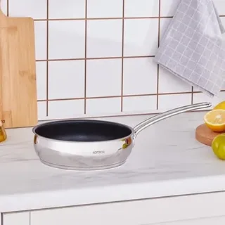 KARACA Emirgan - Edelstahl Pfanne Induktion, 18 cm Bratpfanne, Edelstahlpfanne Teflon Beschichtet, Antihaft Pfanne Klein