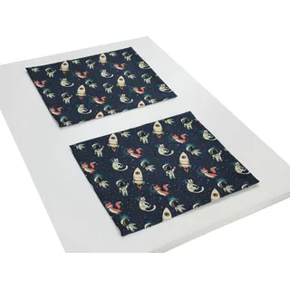 Platzset ADAM "Space" Gr. 1, blau (dunkelblau), B:40cm L:30cm, Obermaterial: 100% Baumwolle, Platzsets, Platzset, GOTS organic,zertifiziert durch CERES 0242für Kinder