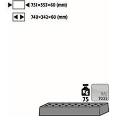 Lochblecheinsatz Standard für asecos Sicherheitsschränke der K90 und UB90 Serie, Stahlblech, lichtgrau, B 751 x T 353 x H 60 mm, bis 75 kg