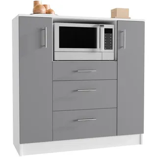 Mid.you Buffet , Anthrazit, Weiß , Metall , 3 Schublade(n) Schubladen , 109x110x40 cm , Esszimmer, Anrichten, Buffetschränke