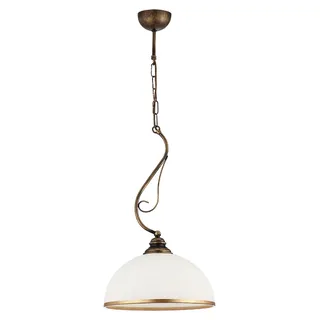 Elegante Pendelleuchte Glas Schirm Ø30cm Jugendstil vielseitig E27 Hängelampe Esstisch Wohnzimmer - Weiß, Gold