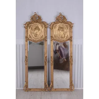Palazzo Zwei Wandspiegel Set 2 Barock Spiegel Gold Frauenbüsten Re + Li Ankleidespiegel Garderobenspiegel Rokoko cat207a Palazzo Exklusiv