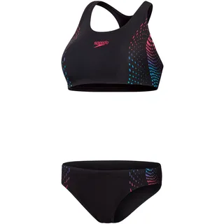 Speedo Bandeau-Bikini "PLMT 2PC AF BLACK/PURPLE" 2 Stk. zweiteiliges Set, Bandeau-Schnitt, bequemer Sitz, strapazierfähig, schwarz