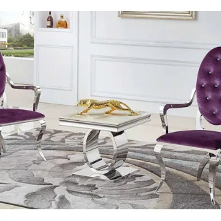 Couchtisch Design Stil Silber Tisch Wohnzimmer Moderne Möbel Edelstahl - Silber