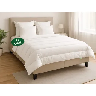 tb furniture gmbh 2er Set Bettdecken 4-Jahreszeiten | 135 x 200 cm | DREAMSTAR Eco | Zwei zusammengeknöpfte Steppdecken für alle Jahreszeiten - Weiß