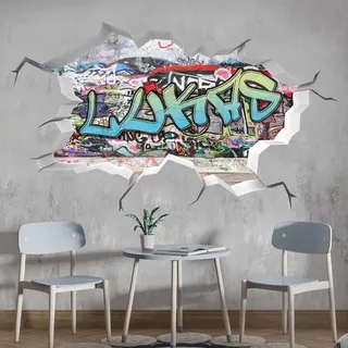 tjapalo® p49xx 3D Wandtattoo Graffiti Name Wandaufkleber Kinderzimmer Junge wandtattoo Teenager Cool Wandtattoo Kinderzimmer Name, Größe: B100xH58cm
