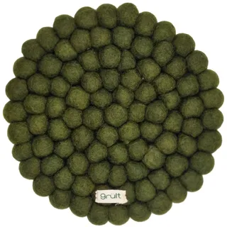 Grült Home Topfuntersetzer - Filz untersetzer für Tassen, Töpfe, Pfannen und Tassen handgefilzt in Nepal (Dunkel Grün, Circle 20 cm)