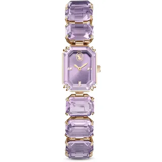Swarovski Uhr, Violette, Analoge Armbanduhr mit Oktagon-Schliff, Violett, Champagne-vergoldetes Finish und Edlen Kristallen, Armbandlänge: 12.5-19 cm, Armbandbreite: 1.4 cm