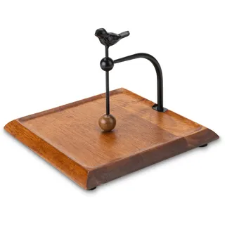 Holzserviettenhalter mit vogelartigem Griff – Eleganter flacher Serviettenhalter mit gewichtetem Arm für Papierservietten, Cocktailservietten – Perfekt für Küche, Esstisch, Café und Bar