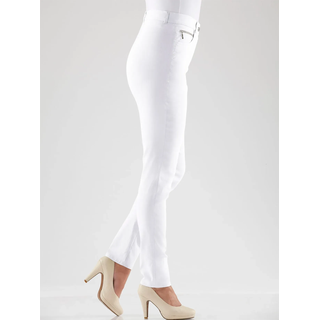 Stretch-Hose STEHMANN, Damen, Gr. 225, Extrakurzgrößen, weiß, 72% Viskose, 25% Polyamid, 3% Elasthan, unifarben, lang, Hosen Stretch-Hose