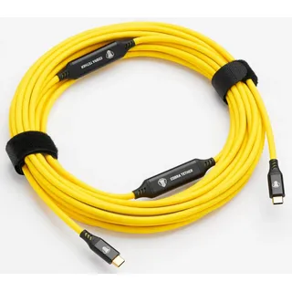 cobratether abgewinkeltes Kabel USB-C/USB-3 Micro-B 90° 10m gelb