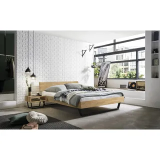 Hasena Massivholzbett Asti, Farbe: -Eiche bianco, geölt, Metallfarbe: Anthracit, verschiedene Größen - 25 cm/200 x 200 cm