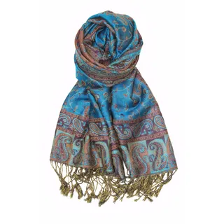 Achillea Pashmina-Schal für Damen, blaugrün, 28" W x 76" L