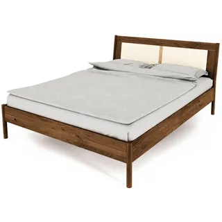 byoak Bett MIT Rattankopfteil INA 100x220 Wildeiche , Alteiche , Holz , Kerneiche , 100x220 cm , Schlafzimmer, Betten