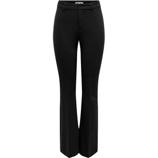 Anzughose ONLY "ONLPEACH MW FLARED PANT TLR NOOS", Damen, Gr. 36 (S), Länge 32, schwarz, Web, Obermaterial: 94% Polyester, 6% Elasthan, unifarben, Hosen Anzughose