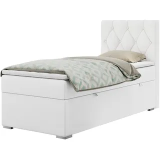 MKS Meble Einzelbett mit Bettkasten, jungenbetten 90 cm, Boxspringbett - Alda - rechts - Weiß - H3 - Weiß