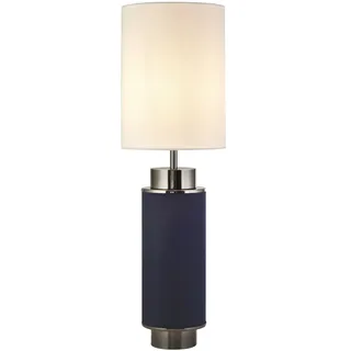 Tischleuchte Tischlampe Blau Weiß Nickel E27 72 cm Stoff Metall Modern