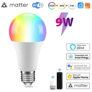 Tuya Smart Matter WiFi RGB+CCT E27 LED-Glühbirne mit Homekit Alexa und Google