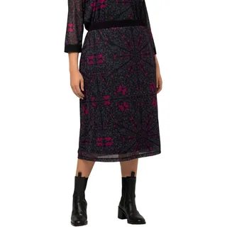 Ulla Popken Damen große Größen Übergrößen Plus Size Meshrock, doppellagig, A-Linie, Elastikbund schwarz 54+ 824086100-54+