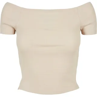 URBAN CLASSICS Damen Dames Off Shoulder Rib Tee T Shirt, Beige, L