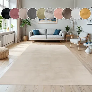 Paco Home Kunstfell Soft 380 Fellteppich 60 x 90 cm Beige/Weiß