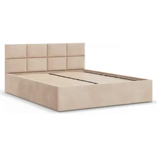 Gepolstertes Bett mit Kopfteil 180x200 cm, Beige - Creme