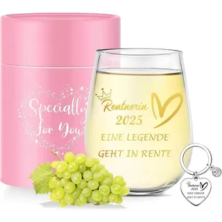 Rentenglas 2024 Renteneintritt Geschenk Weinglas 480ml Personalisiert Ruhestand Gutschein Rente Rose