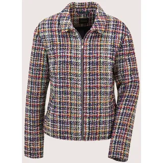 Jackenblazer MADELEINE "Tweedblazer Moderner Kurzblazer mit Zipper", Damen, Gr. 36, schwarz (schwarz, rubinrot, multicolor), Obermaterial: 85% Polyester PES. 5% Baumwolle CO. 5% Polyacryl PAN. 5% Viskose CV., Modern, Blazer Jackenblazer, Edler Multicolour-Tweed