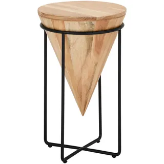 Landscape Beistelltisch , Schwarz, Akaziefarben , Holz, Metall , Akazie , vollmassiv , Holz , rund , Rundrohr , 36x56x36 cm , Wohnzimmer, Wohnzimmertische, Beistelltische, Beistelltische Metall