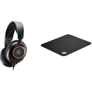 SteelSeries Arctis Nova 3 - Multi-System Gaming-Headset – Hi-Fi-Treiber & QcK - Gaming-Mauspad - Stoff - Gummiunterseite - Schwarz (320mm x 270mm x 2mm)
