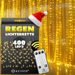 Kesser KESSER® Regenlichterkette Lichterkette inkl Fernbedienung - 8 Leuchteffekte - Timer - In- & Outdoor Regenkette Deko Weihnachtsbeleuchtung Party -